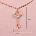 925 Sterling Silver Crystal Vintage Key Necklace Pendant 14k Gold Plating Necklace Women Light Luxury Temperament Dress Jewelry